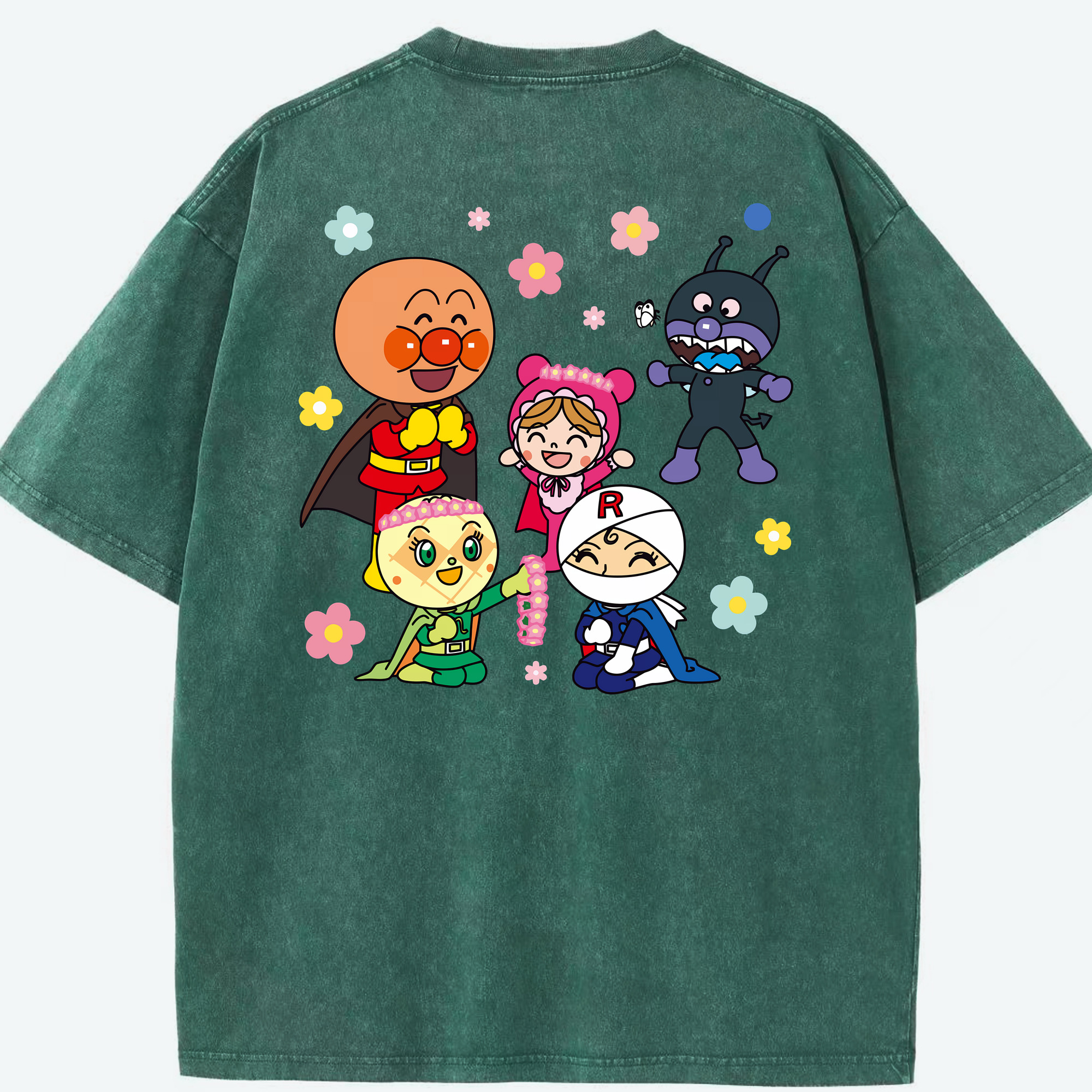 （画像用） アンパンマン Anpanman 綿100% ヴィンテージ風 半袖Tシャツ（背面プリント）